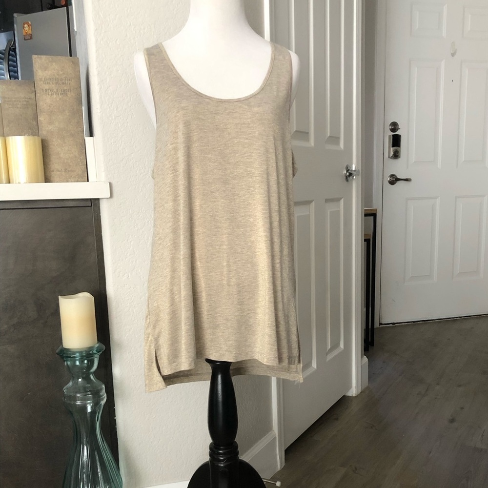 Old Navy gold metallic and oatmeal heather tank